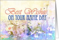 Best wishes name day, meadow of daisies card