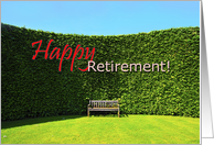 Hapy retirement congratulations, bench against hedge card