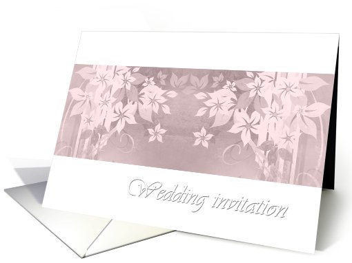 Wedding invitation, general, pink and grey flower design on white card