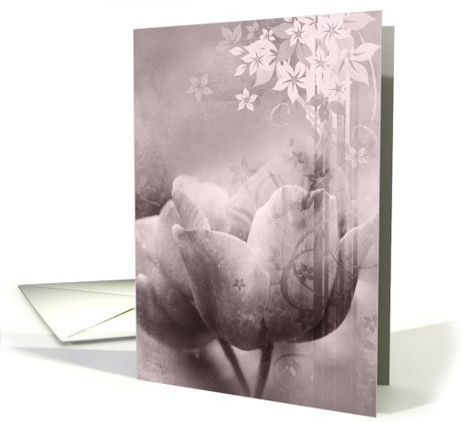 White tulips vintage design, blank card (743344)