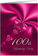 Elegant, silky, purple 100 Birthday party invitation card