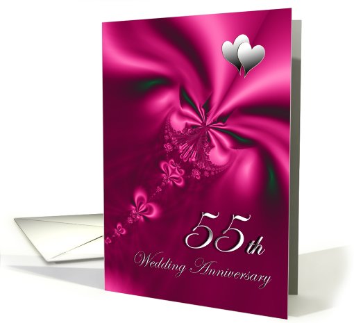 Elegant, silky, purple 55th Wedding Anniversary invitation card