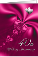 Elegant, silky, purple 40th Wedding Anniversary invitation card