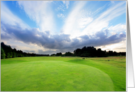 Golf course with amazing sky, blank card