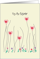 Valentine’s Day Card for Sister, Hand Drawn with Hearts card