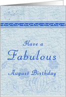 August Birthday Light Blue Card, Swirley Flowers card