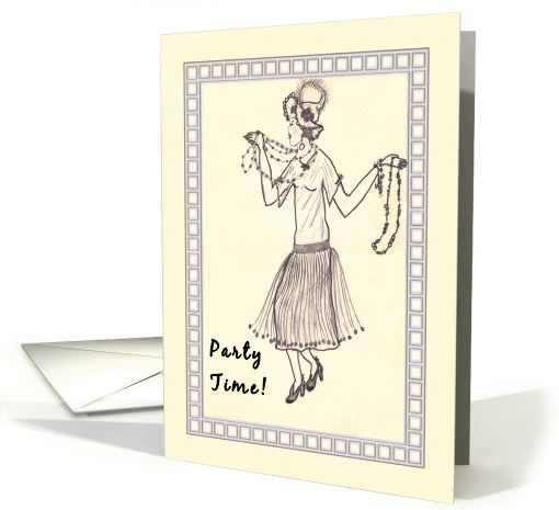 Dyngus Day with Hand Drawn Charleston Party Girl card (1226032)
