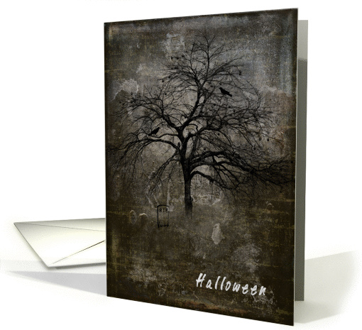 Halloween with Ghosts, Gravestones & a Tree card (1289700)