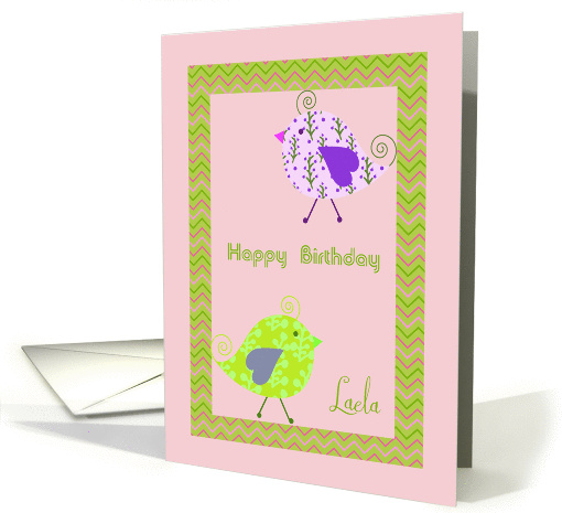 Birthday for Laela with Two Cute Designer Birds card (1443192)
