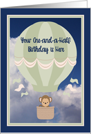 One & One Half Birthday with Hot Air Balloon & Monkey card