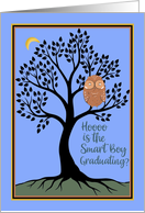 Graduation from Eighth Grade for Smart Boy with Owl on Tree card