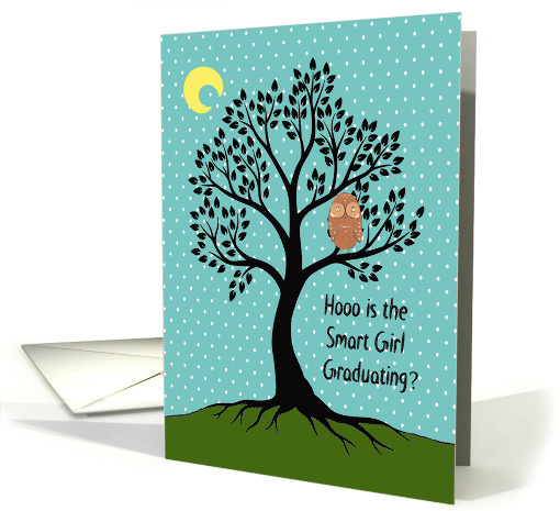 Graduation from Eighth Grade for Smart Girl with Owl on Tree card
