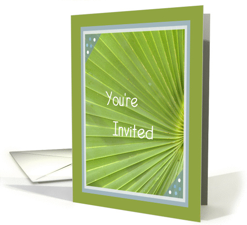 Invitation, Brunch, Green Palm Leaf, Blue Framing card (497498)