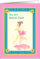 Money Angel, Angel on Pink Cloud, Thank You, Financial Help card