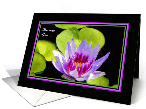 Missing You and Will See You Soon, Lavender Water Lily card (838769)