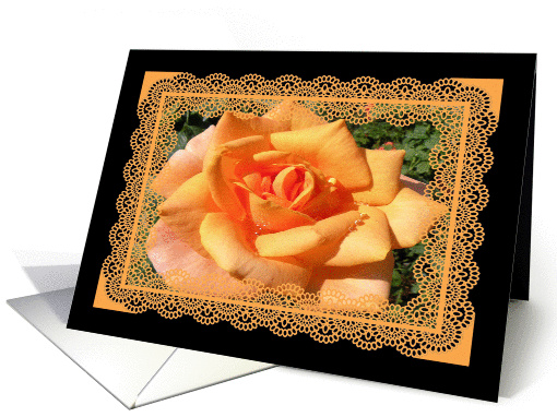 Birthday for Mom, Orange Rose with Lace Look Border, From... (862313)