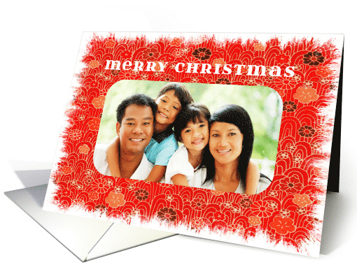 Photo Christmas Card in Red for Family Image Insert. card (865366)