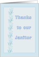 Thank You Card for Janitor, Light Blue with Leaf Design card