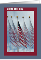 Veterans Day with 5 Flags, Thank You card