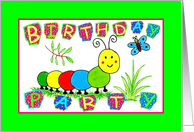 Caterpillar Birthday Party Invitations card