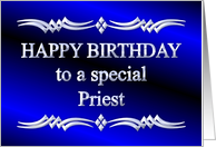 Happy Birthday Priest Blue and Silver card