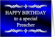 Happy Birthday Preacher Blue and Silver card