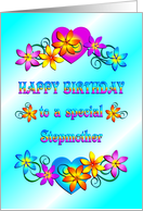 Happy Birthday Stepmother Flowers and Hearts card