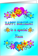 Happy Birthday Nana Flowers and Hearts card