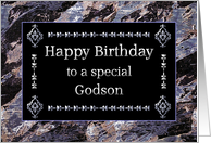 Happy Birthday Godson Marble Black and Silver card
