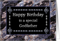Happy Birthday Godfather Marble Black and Silver card
