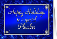 Happy Holidays Plumber Blue and Silver card