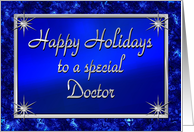 Happy Holidays Doctor Blue and Silver card