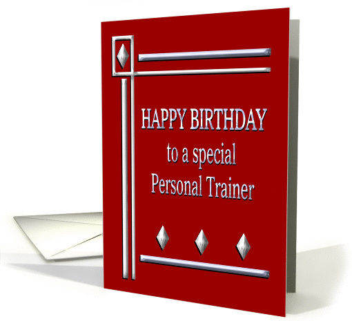 Happy Birthday Personal Trainer Red and Silver card (1363318)