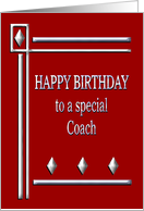 Happy Birthday Coach Red and Silver card