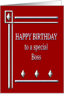 Happy Birthday Boss Red and Silver card