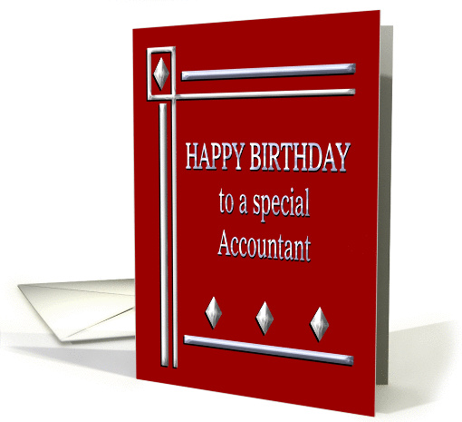 Happy Birthday Accountant Red and Silver card (1363422)