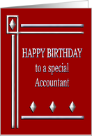 Happy Birthday Accountant Red and Silver card