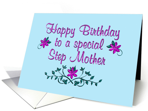 Happy Birthday Step Mother Purple Flowers card (1363494)