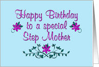 Happy Birthday Step Mother Purple Flowers card