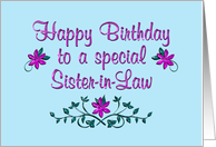 Happy Birthday Sister-in-Law Purple Flowers card
