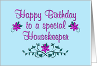 Happy Birthday Housekeeper Purple Flowers card