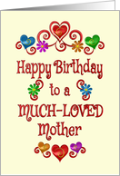 Happy Birthday Mother Hearts and Flowers card