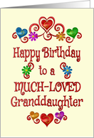Happy Birthday Granddaughter Hearts and Flowers card