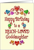 Happy Birthday Goddaughter Hearts and Flowers card
