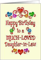 Happy Birthday Daughter-in-Law Hearts and Flowers card