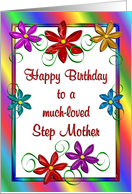 Happy Birthday Step Mother Colorful Flowers card