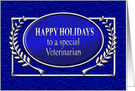 Happy Holidays Veterinarian Blue and Silver card