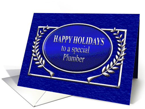 Happy Holidays Plumber Blue and Silver card (1479366)