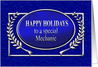 Happy Holidays Mechanic Blue and Silver card
