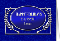 Happy Holidays Coach Blue and Silver card